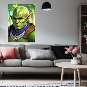 Porträtt i manhybridelektroplåt AI Art Poster