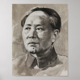 Porträtt i Mao Zedong av Xu Beihong Poster