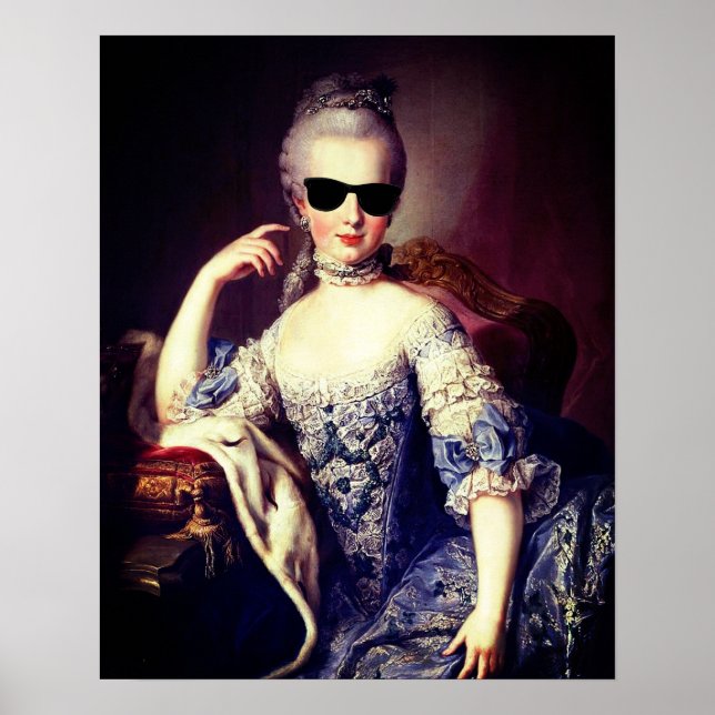 Porträtt i Marie Antoinette med solglasögon Poster (Framsidan)