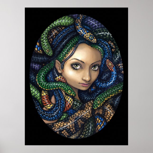 Porträtt i Medusa gothic Art Print Poster (Framsidan)
