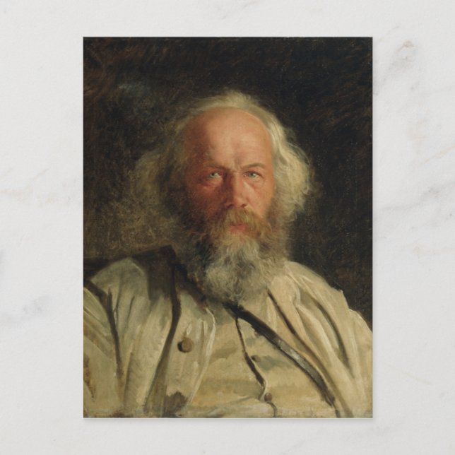 Porträtt i Michail Alexandrovich Bakunin 1871 Vykort (Framsida)