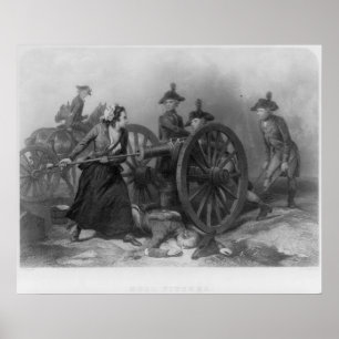 Porträtt i Molly Pitcher som laddar en kanon Poster