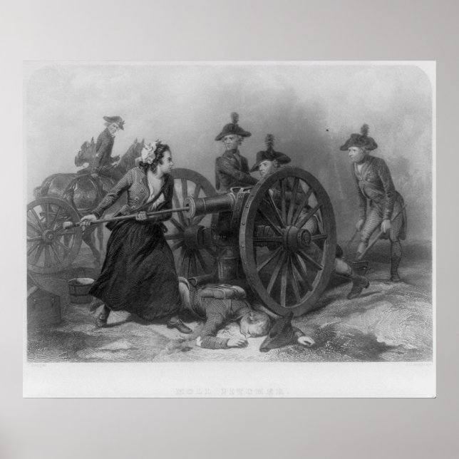 Porträtt i Molly Pitcher som laddar en kanon Poster (Framsidan)