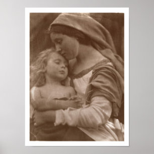 Porträtt i mor och barn (foto av sepia) poster