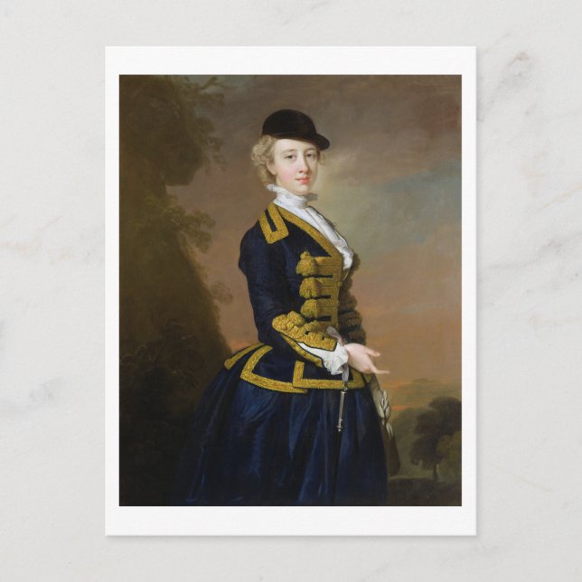 Porträtt i Nancy Fortesque med mörk blått ri Vykort (Framsida)