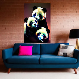 Porträtt i Panda-familjen | AI Art Poster
