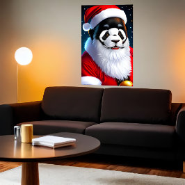 Porträtt i Panda Jultomten | AI Art Poster