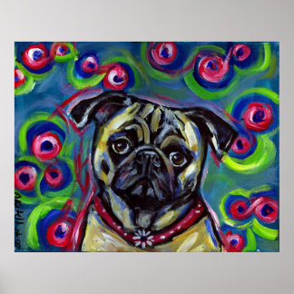 Porträtt i Pug Bubbles Poster