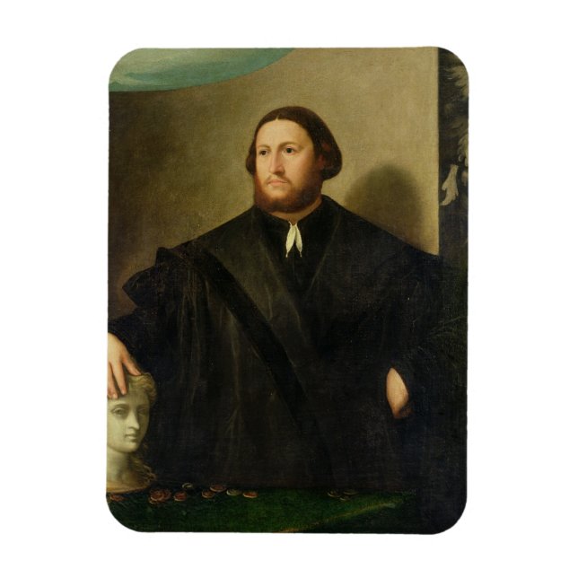 Porträtt i Raphaele Grassi (olja på canvas) Magnet (Vertikal)