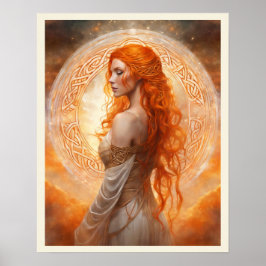 Porträtt i Rödhåriget Woman Long Hair Poster