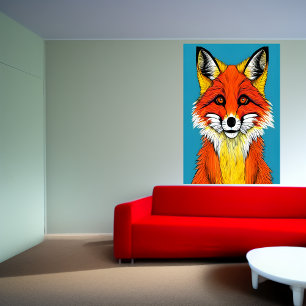 Porträtt i rödräv AI Art Poster