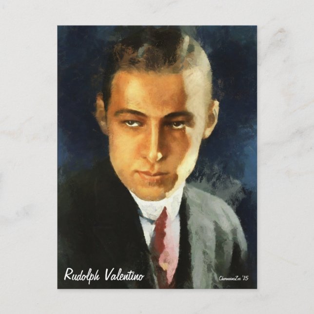 Porträtt i Rudolph Valentino Art Postcard Vykort (Framsida)