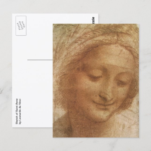 Porträtt i Saint Anne av Leonardo da Vinci Vykort (Fram/baksida)