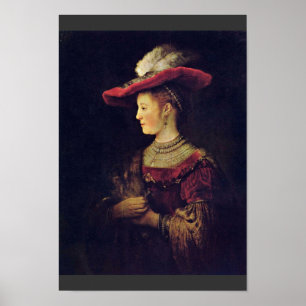 Porträtt i Saskia Van Uylenburch [1]. Efter Rembra Poster