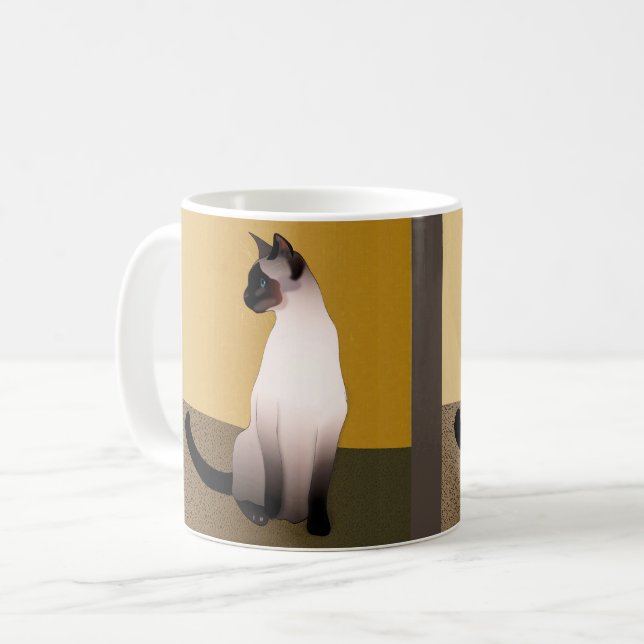 Porträtt i siamesisk siamesisk katt kaffemugg (Framsida vänster)