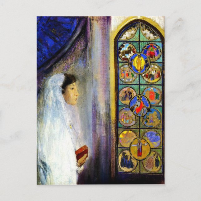 Porträtt i Simone Fayet i Heliga Communion Vykort (Framsida)