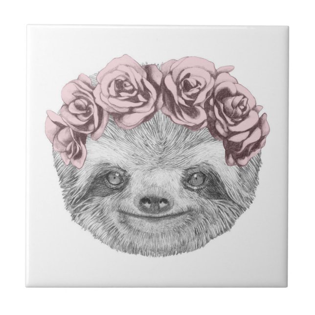 Porträtt i Sloth | Blommigtens utandning Kakelplatta (Framsidan)