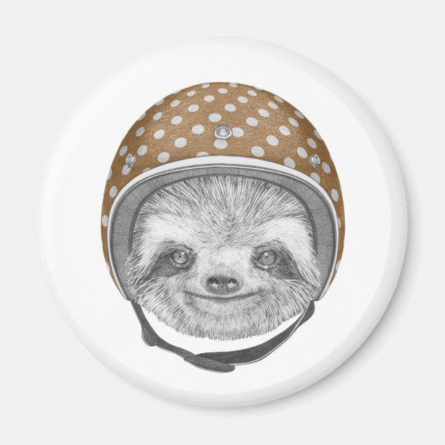 Porträtt i Sloth | Helmet för motorcykel Magnet (Framsidan)