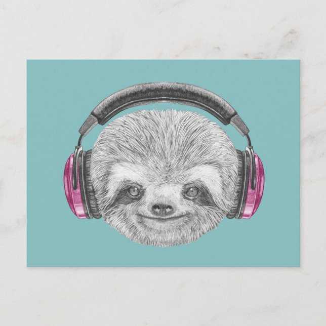Porträtt i Sloth | Hörlurar Vykort (Framsida)