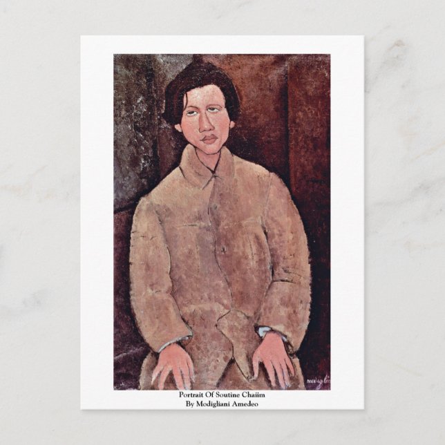 Porträtt i Soutine Chaiim av Modigliani Amedeo Vykort (Framsida)