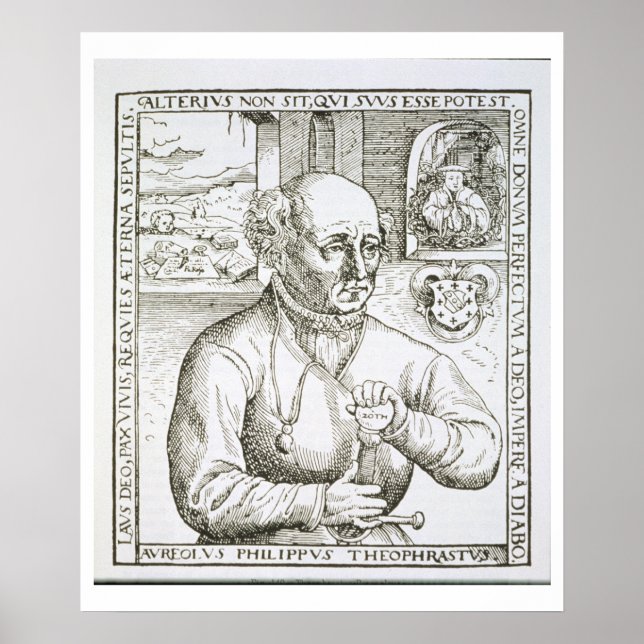 Porträtt i Theothrastus Paracelsus (1493-1541), c Poster (Framsidan)