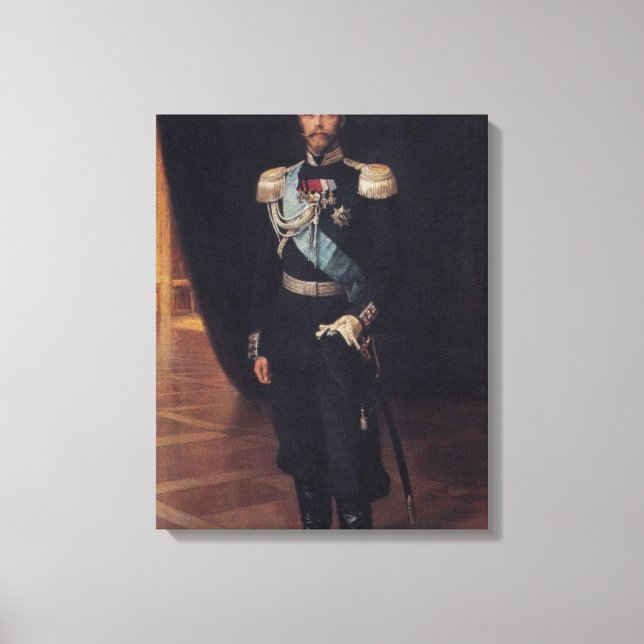 Porträtt i Tsar Nicholas II (av Albert Edelfilt) Canvastryck (Framsida)