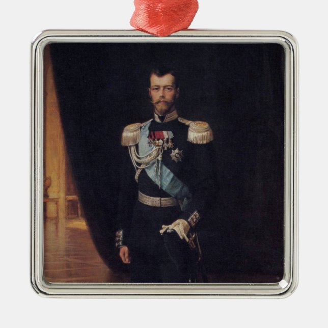 Porträtt i Tsar Nicholas II (av Albert Edelfilt) Julgransprydnad Metall (Framsidan)
