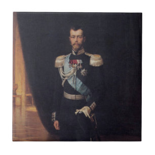 Porträtt i Tsar Nicholas II (av Albert Edelfilt) Kakelplatta