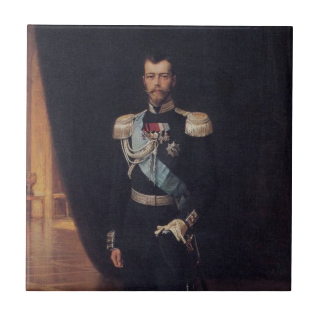 Porträtt i Tsar Nicholas II (av Albert Edelfilt) Kakelplatta (Framsidan)