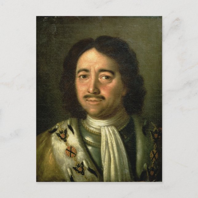 Porträtt i Tsar Peter I Underbaren 1772 Vykort (Framsida)