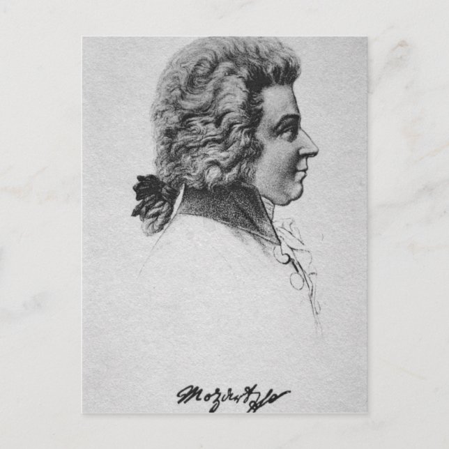 Porträtt i Wolfgang Amadeus Mozart Vykort (Framsida)