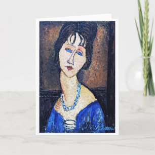 Porträtt i Woman, Modigliani Kort