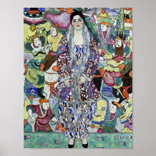 Porträtt i Womans målning av Gustav Klimt Poster (Framsidan)