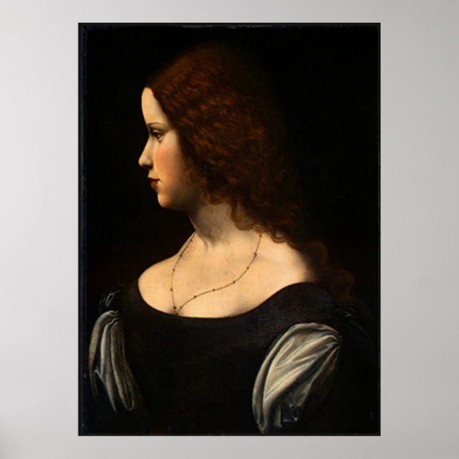 Porträtt i Young Dam,1500,Leonardo da Vinci Poster (Framsidan)