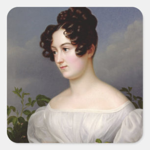 Porträtt i Young Woman, 1827 (olja på canvas) Fyrkantigt Klistermärke