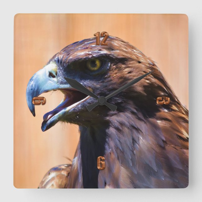 Porträtt II för örndjurlivkonst Fyrkantig Klocka (Framsida)