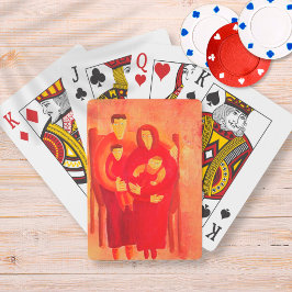 Porträtt-målning för Contemporary med familjesäte Casinokort