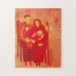 Porträtt-målning för Contemporary med familjesäte Pussel