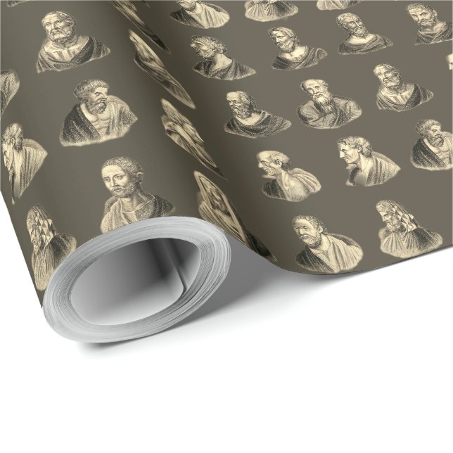 Porträtt Mönster i antika filosofer Presentpapper (Rulle Hörn)
