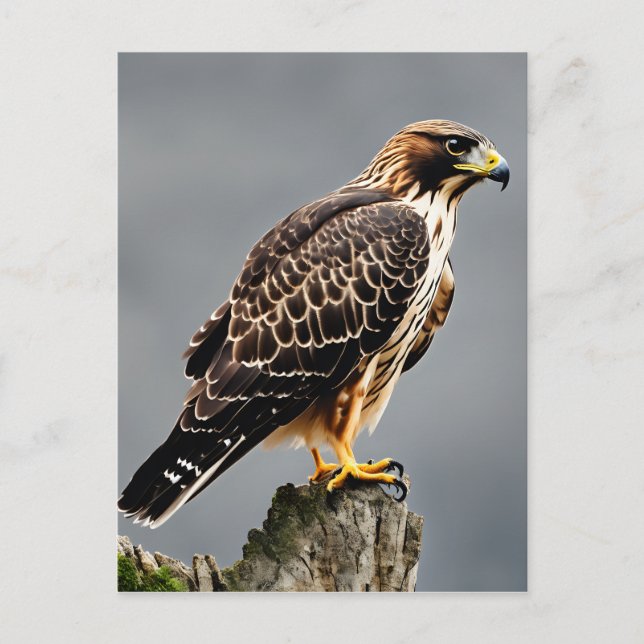Porträtt nära en hawk vykort (Framsida)
