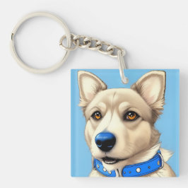 Porträtt nära en Hund med blå kronor