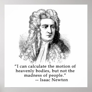 Porträtt och citationstecken för herr Isaac Newton Poster