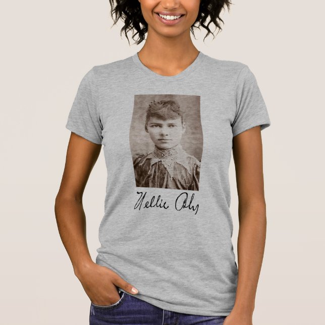 Porträtt och häfte av Nellie Bly T Shirt (Framsida)