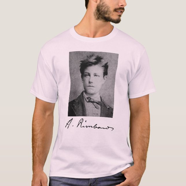 Porträtt och Namnteckning av Arthur Rimbaud T-Shir T Shirt (Framsida)