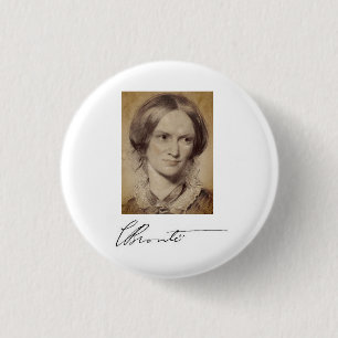 Porträtt och namnteckning av Charlotte Brontë Knapp
