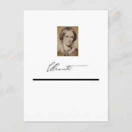 Porträtt och namnteckning av Charlotte Brontë Vykort