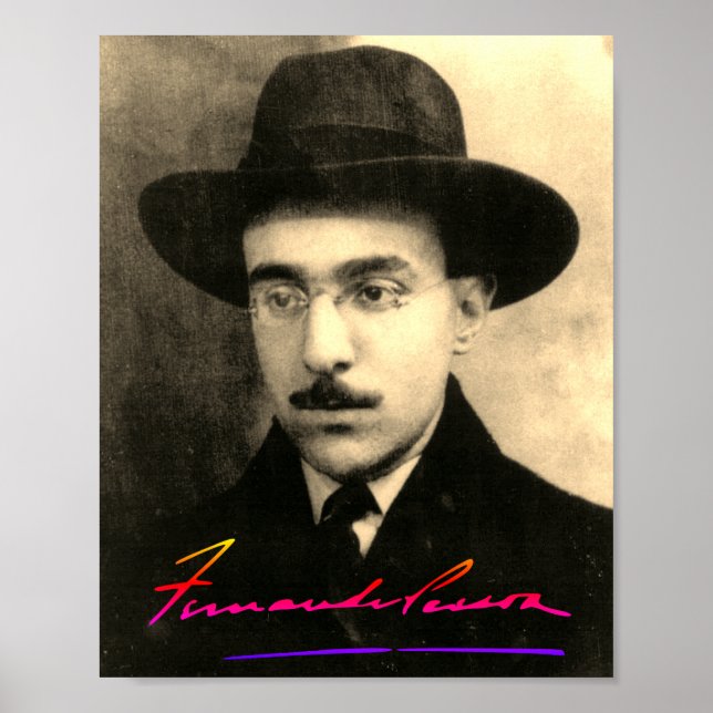 Porträtt och Namnteckning av Fernando Pessoa Poster (Framsidan)