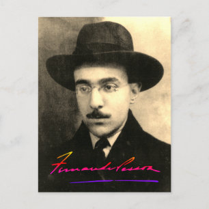 Porträtt och Namnteckning av Fernando Pessoa Vykort