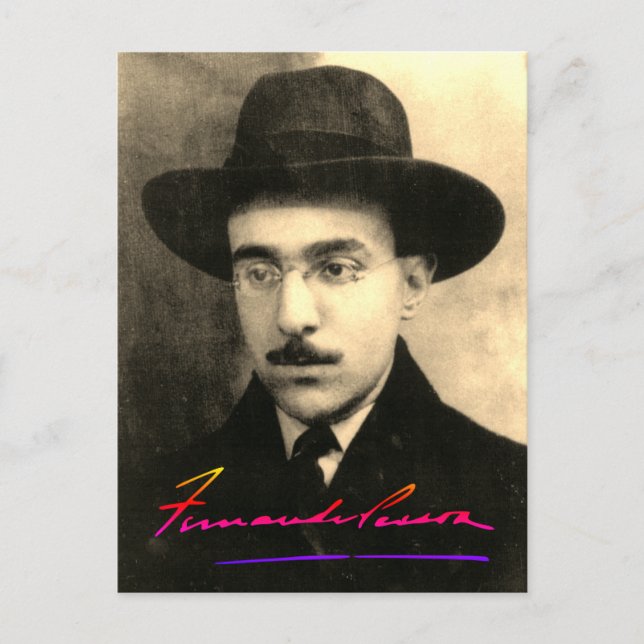 Porträtt och Namnteckning av Fernando Pessoa Vykort (Framsida)