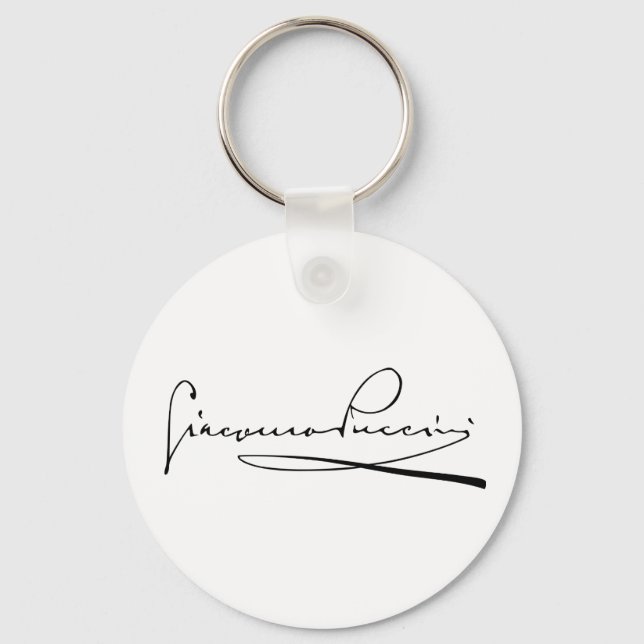 Porträtt och Namnteckning av Giacomo Puccini Nyckelring (Framsida)